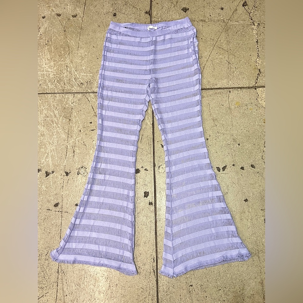 💚 2882. Lavender Striped Sheer Flared Pants